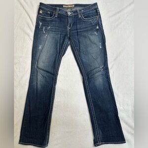 Big Star Women’s Dark Blue Ultra Low Rise Boot Cut Jeans